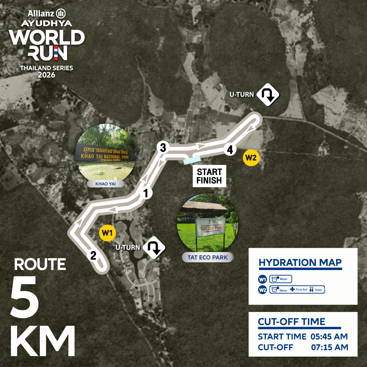 แผนที่เส้นทาง 5 KM — Allianz Ayudhya World Run 2026